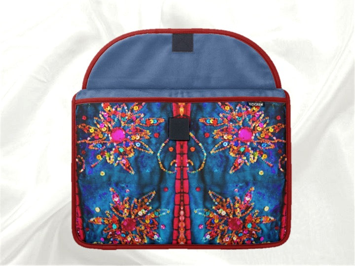 Laptop or MacBook bag or case red blue stone sequin design artikrti5