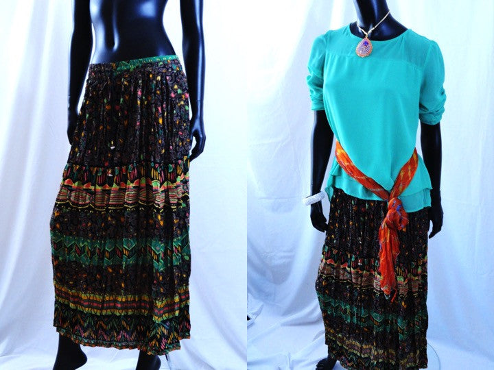 crushed cotton boho indian ethnic skirt- artikrti1