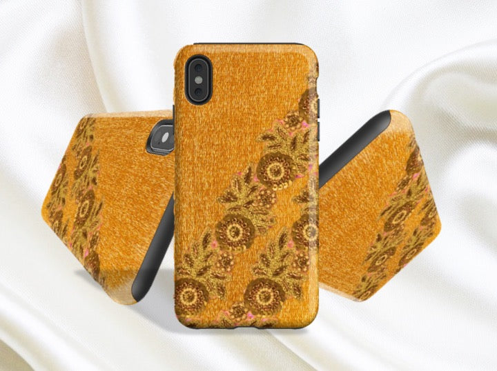 muted gold iPhone X case yellow indian ethnic artikrti 1