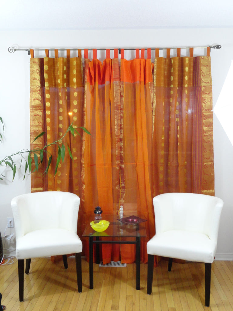 Indian cotton silk curtains-rust orange artikrti3