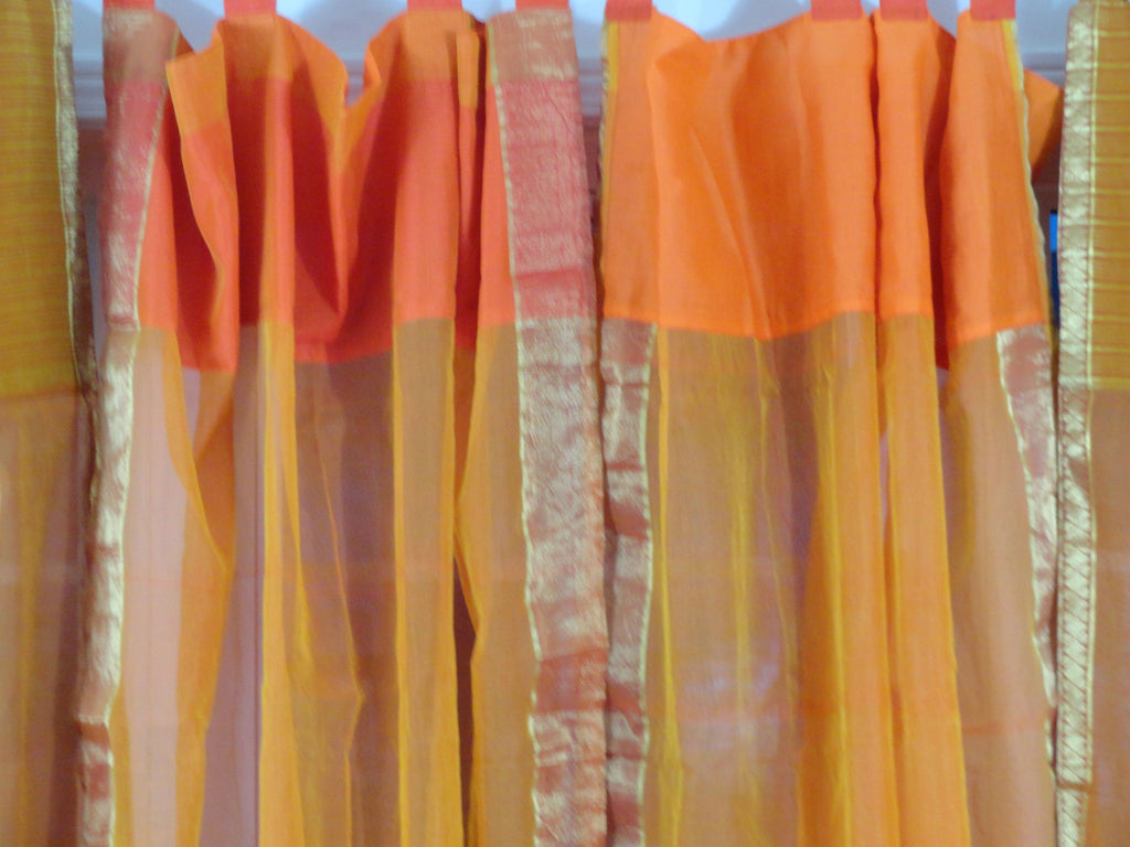 Indian cotton silk curtains-rust orange artikrti5