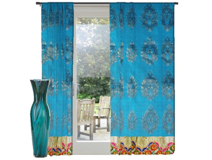 Indian curtain- christmas decor idea-blue green by artikrti1