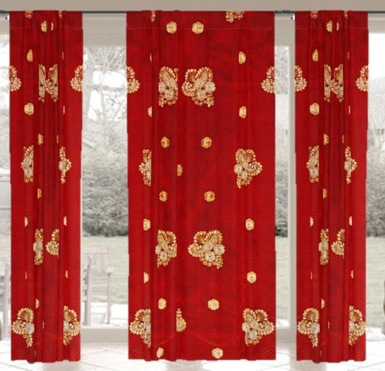 Holiday season home decor curtains, red gold artikrti 4