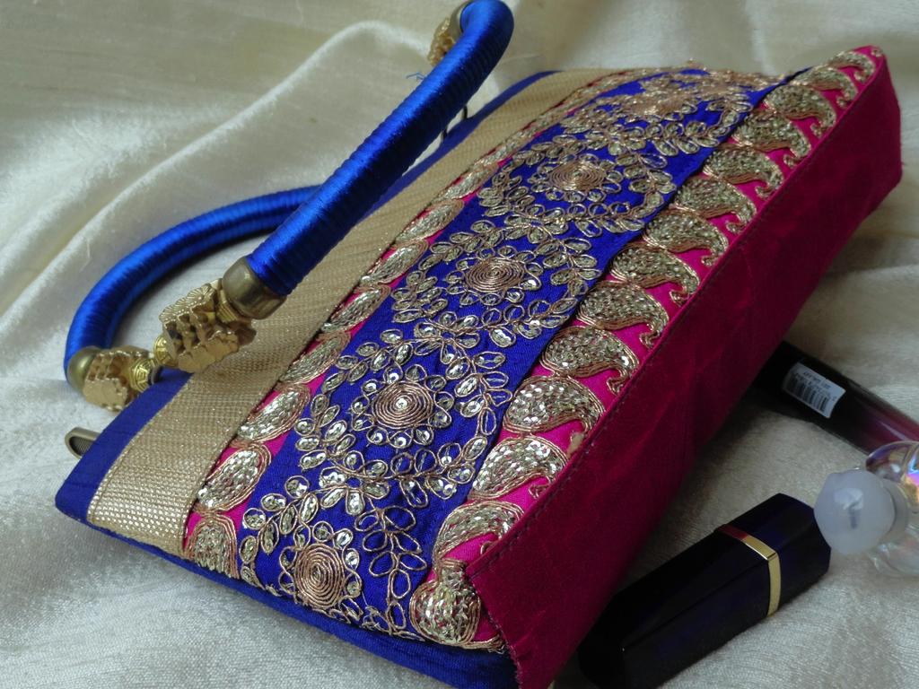 blue pink sequin party purse handbag indian artikrti