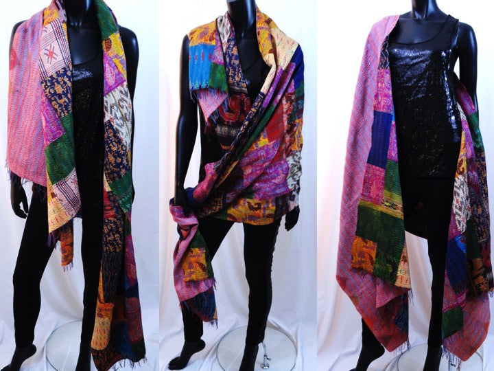 indian silk shawl patchwork pink blue red yellow orange artikrti 10
