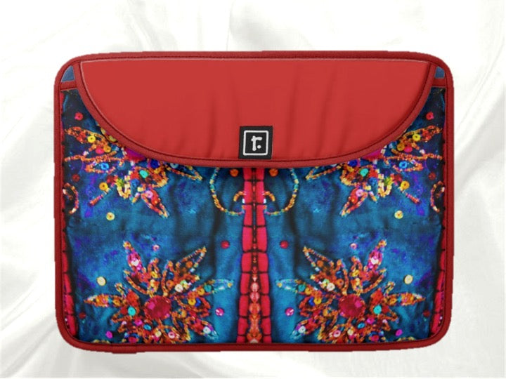 Laptop or MacBook bag or case red blue stone sequin design artikrti2