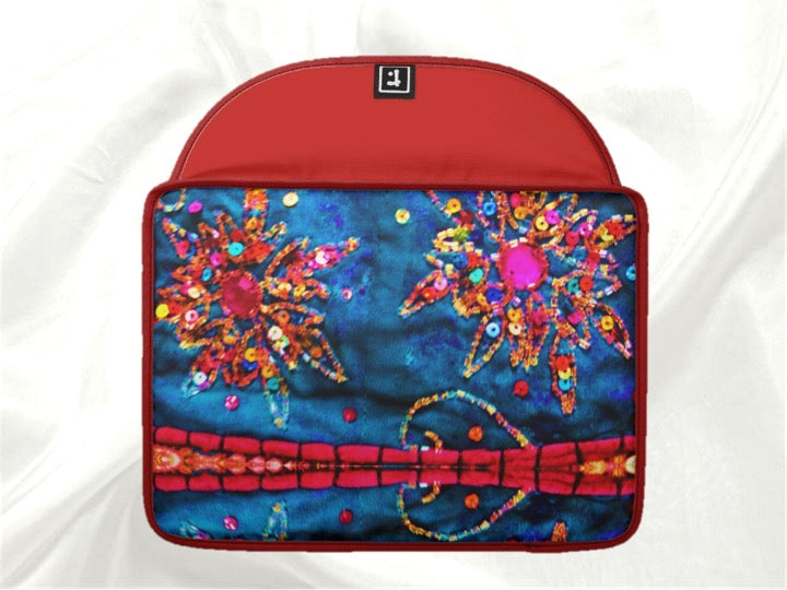 Laptop or MacBook bag or case red blue stone sequin design artikrti4