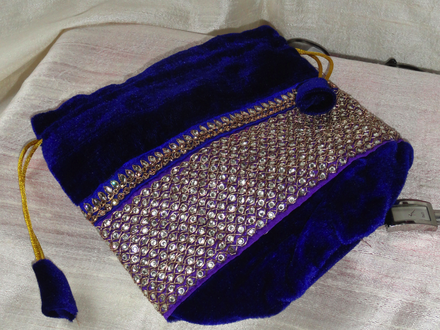 Navy 2025 velvet handbag