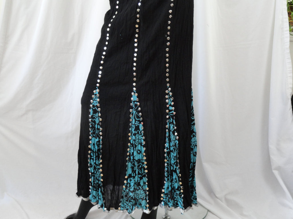 Indian black cotton skirt-crushed, sequin work artikrti3