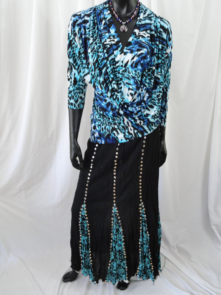 Indian black cotton skirt-crushed, sequin work artikrti6