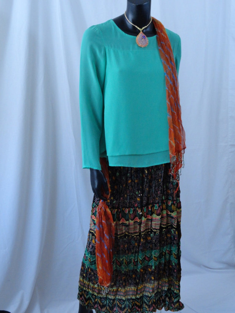 crushed cotton boho indian ethnic skirt- artikrti5