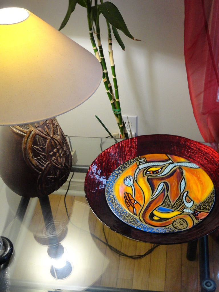 ganesh oil painting on ceramic plate artikrti2