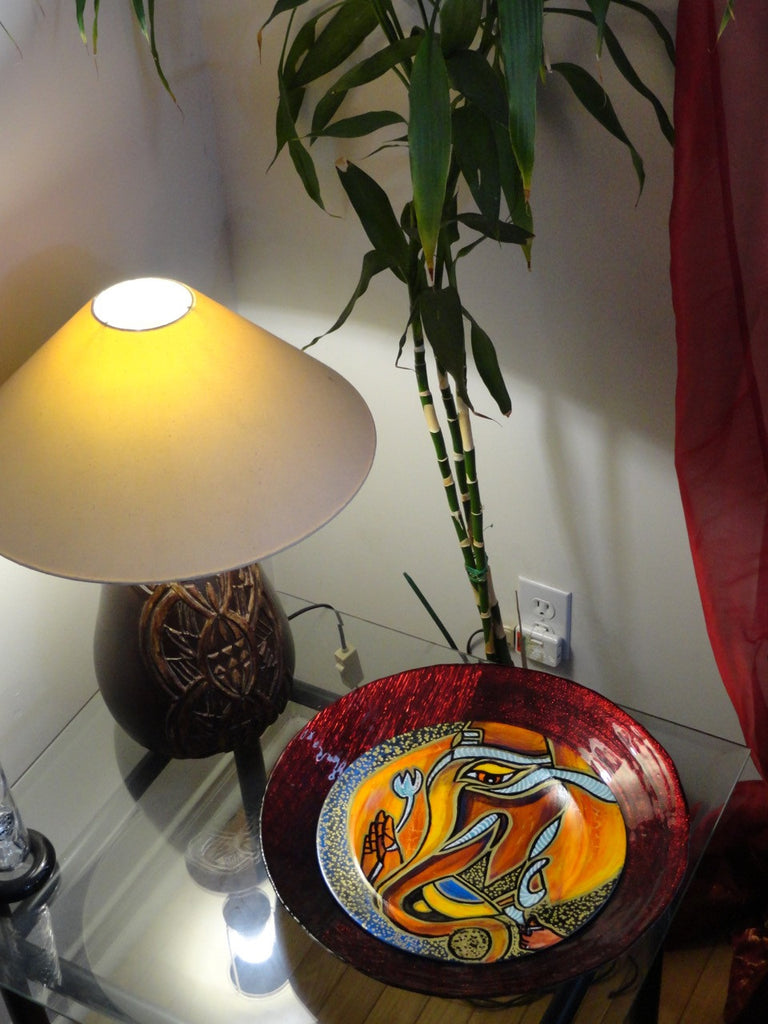 ganesh oil painting on ceramic plate artikrti3