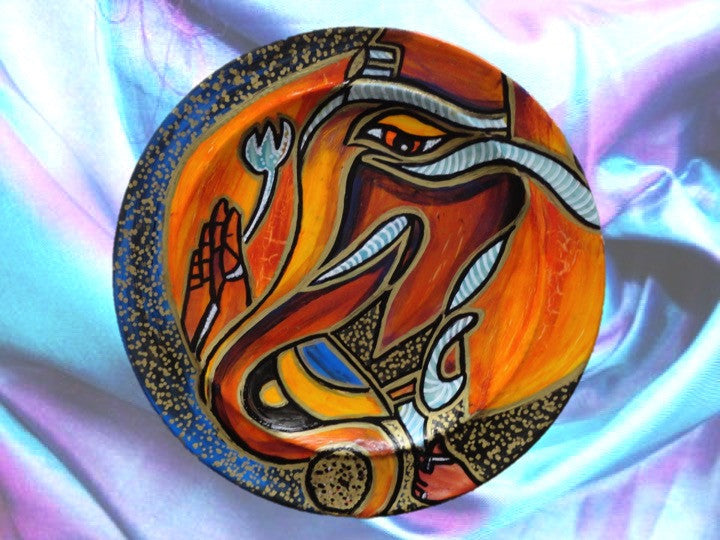 ganesh oil painting on ceramic plate artikrti