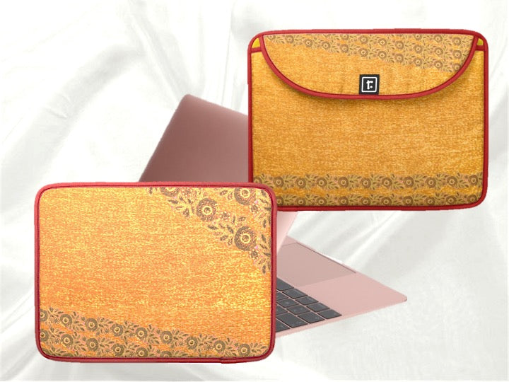 macbook or laptop bag or case yellow lace design artikrti1