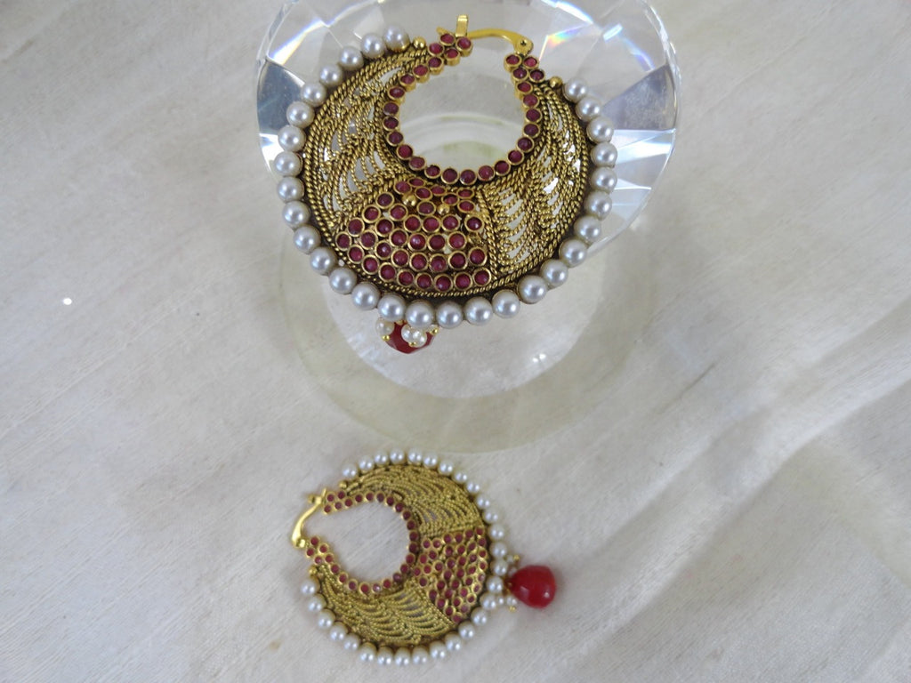 ear rings gold ruby stone Indian dangle2, artikrti