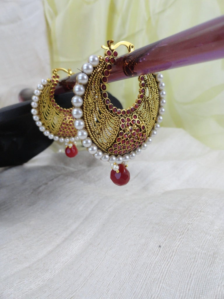 ear rings gold ruby stone Indian dangle4, artikrti