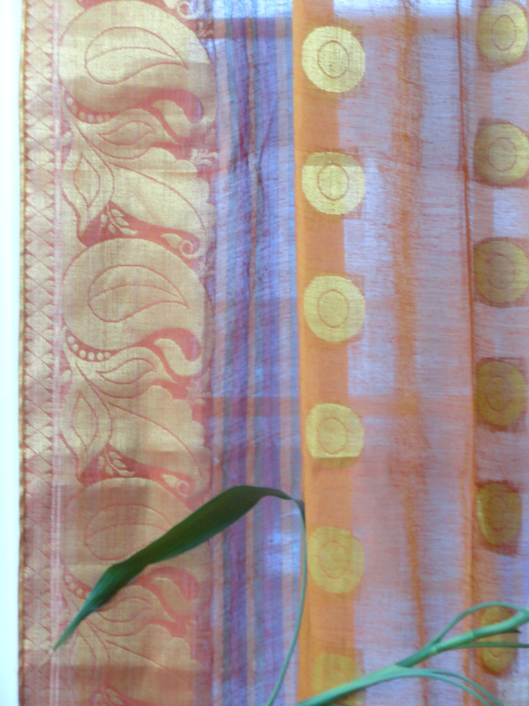 Indian cotton silk curtains-rust orange artikrti7
