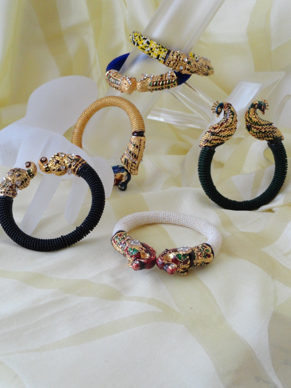 Indian Jewelry- Bracelet- Minakari & bead Jewellery. Black beads