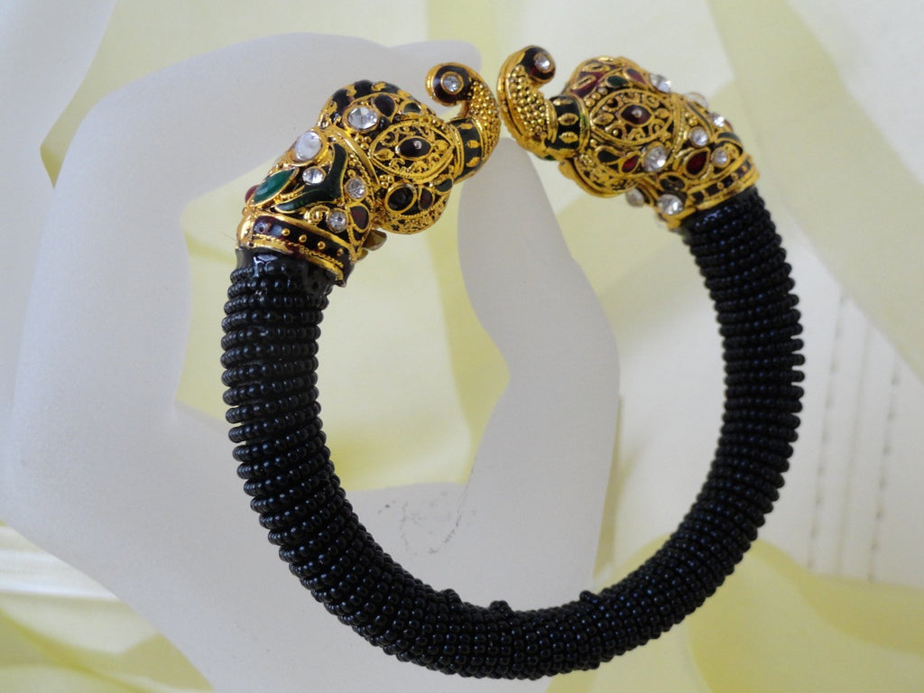 indian minakari bollywood bracelet black beads 1