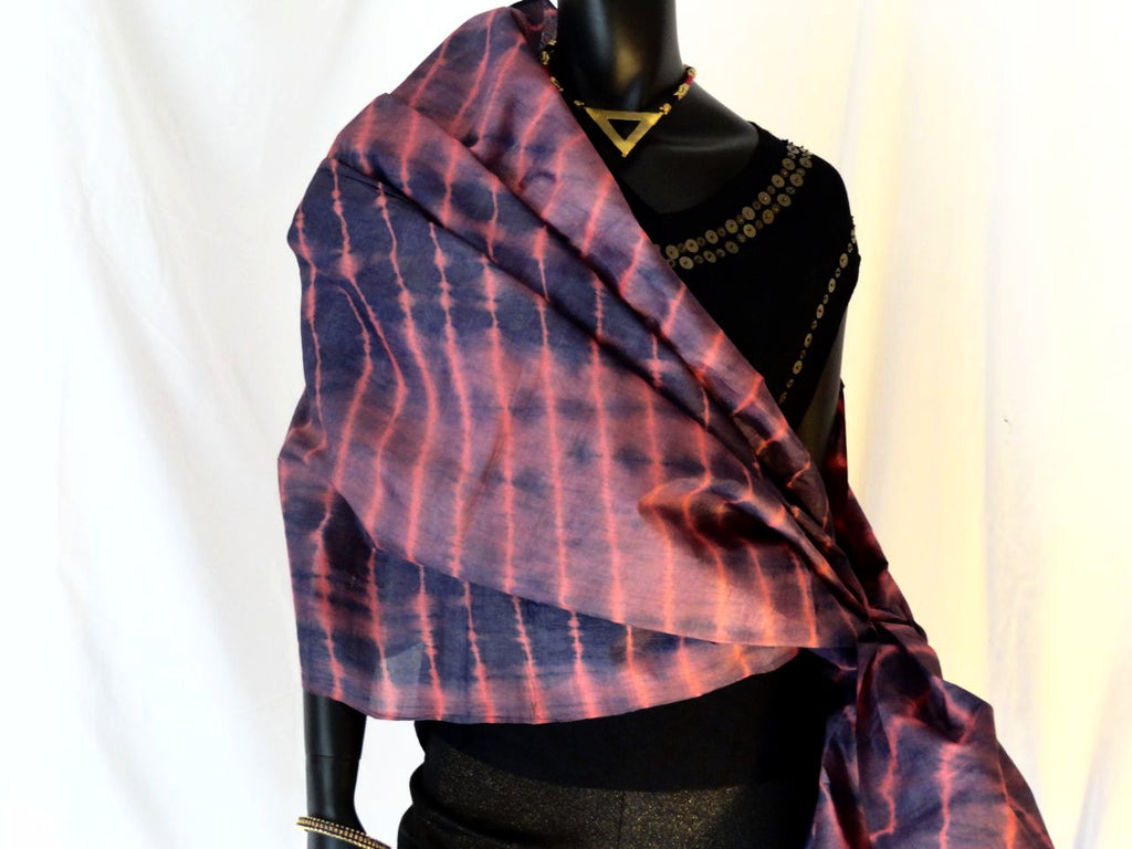 Silk stole or shawl, tie & dye, boho, ethnic indian 1