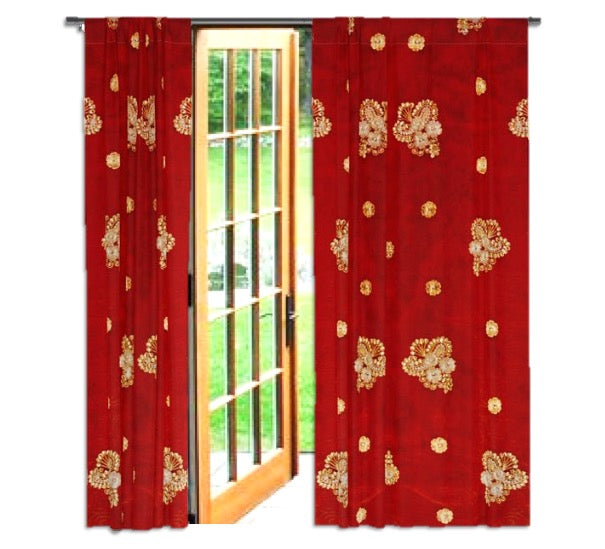 Holiday season home decor curtains, red gold artikrti 2