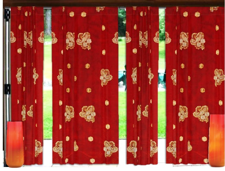 Holiday season home decor curtains, red gold artikrti 3