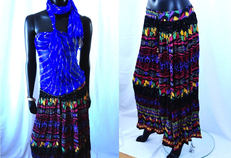 crushed indian skirt multi color purple artikrti6