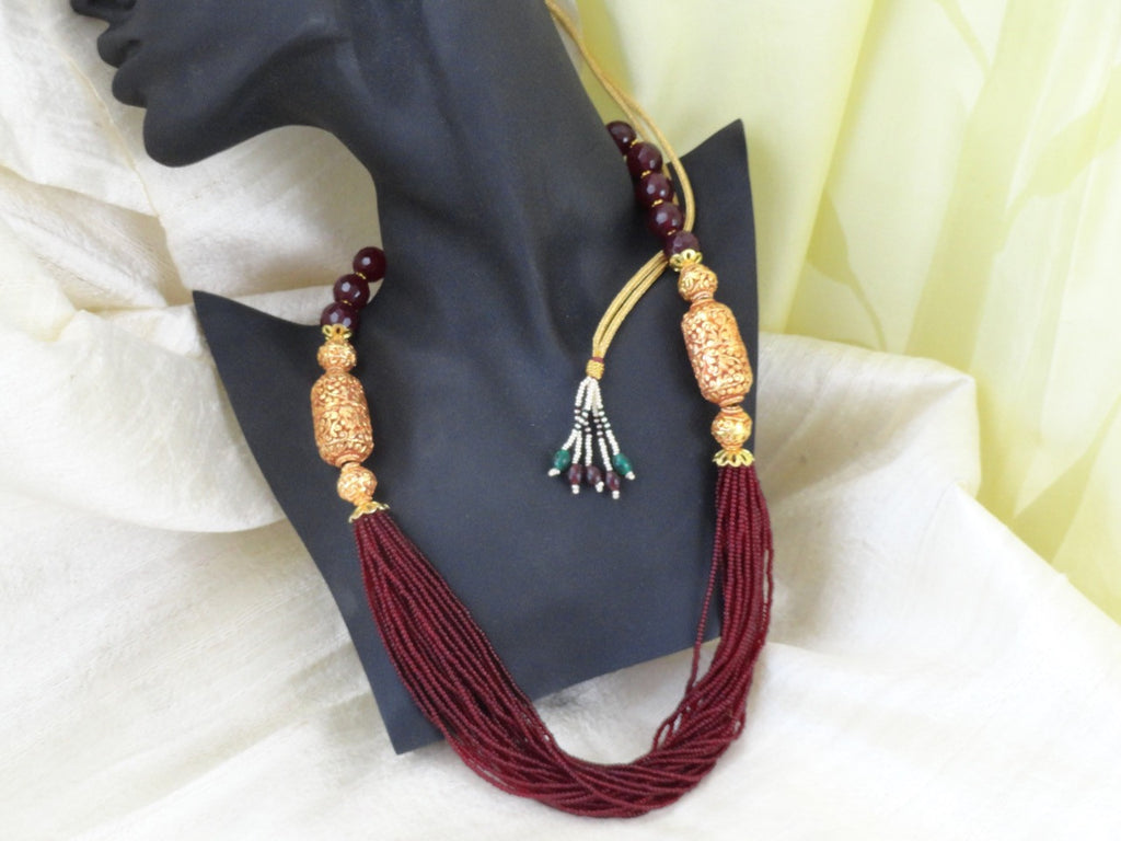 indian jewelry bead necklace minakari chain artikrti