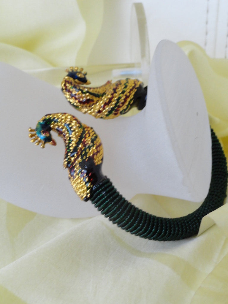 indian meenakari peacock bracelet green beads 2