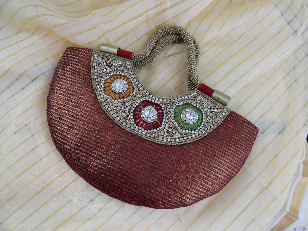 Indian silk and bead handbag purse2