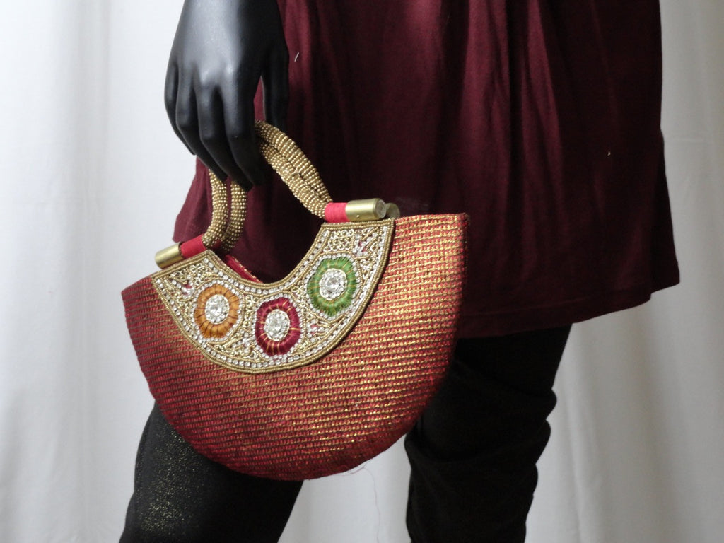 Indian silk and bead handbag purse1