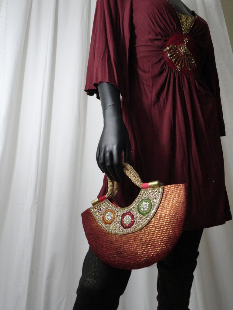Indian silk and bead handbag purse5