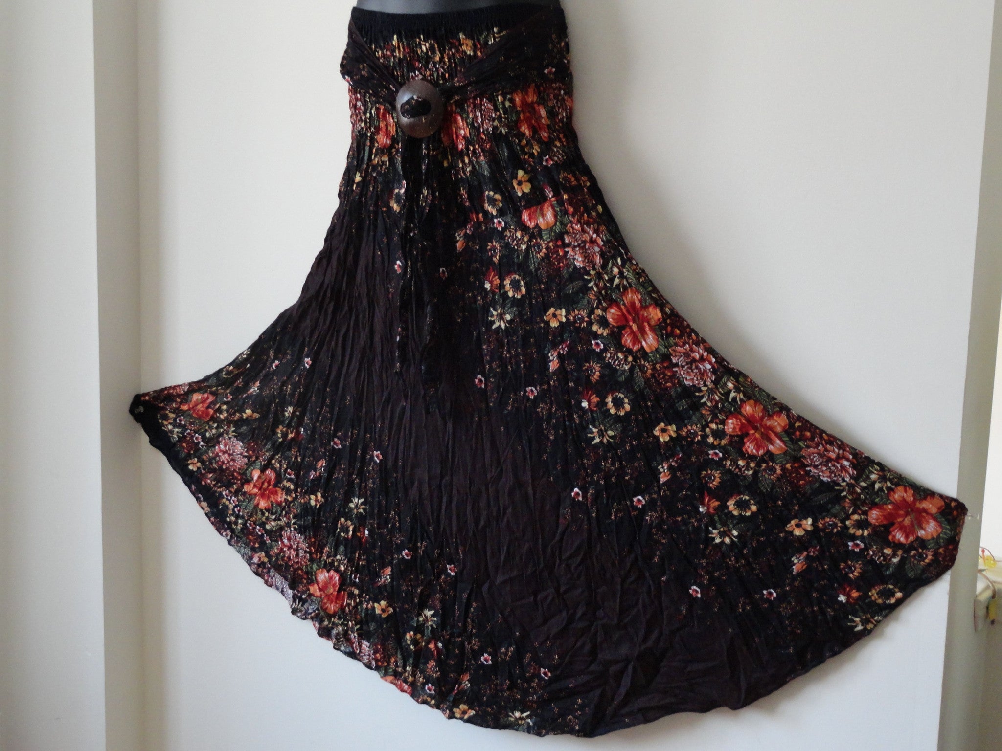 Indian boho, gypsy Maxi, Indian, long, crushed cotton skirt