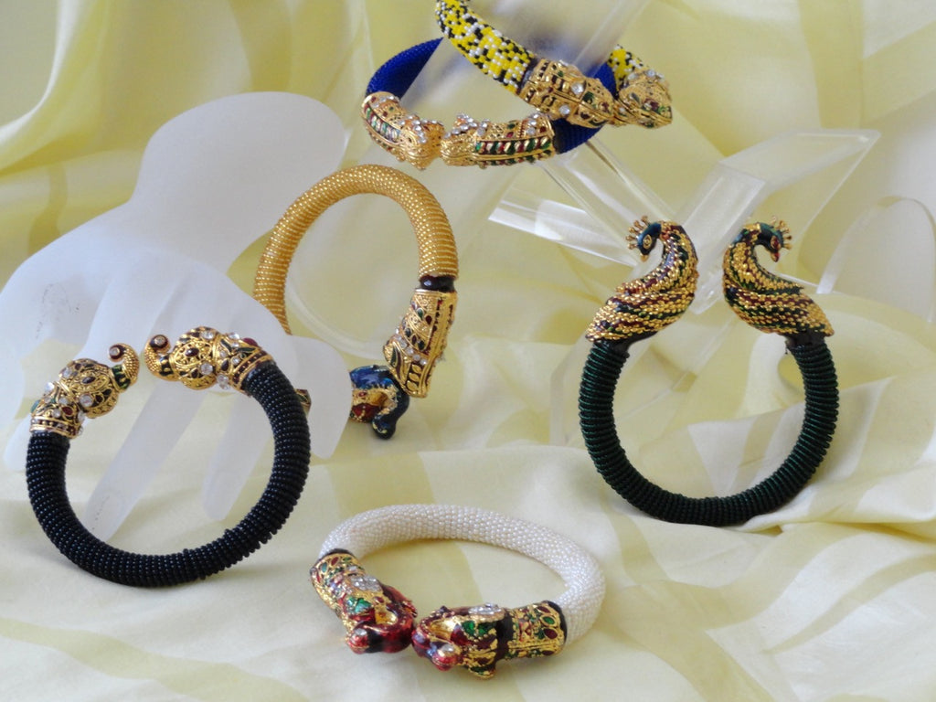indian minakari bollywood bracelet yellow beads 2 range 