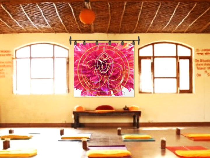 Om AUM Sun Salutation Yoga wall Tapestry artikrti2