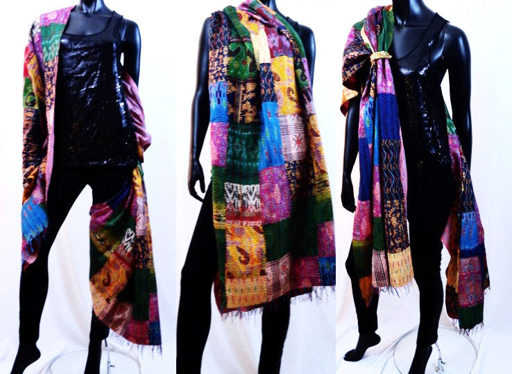 silk shawl indian patchwork scarf stole artikrti1