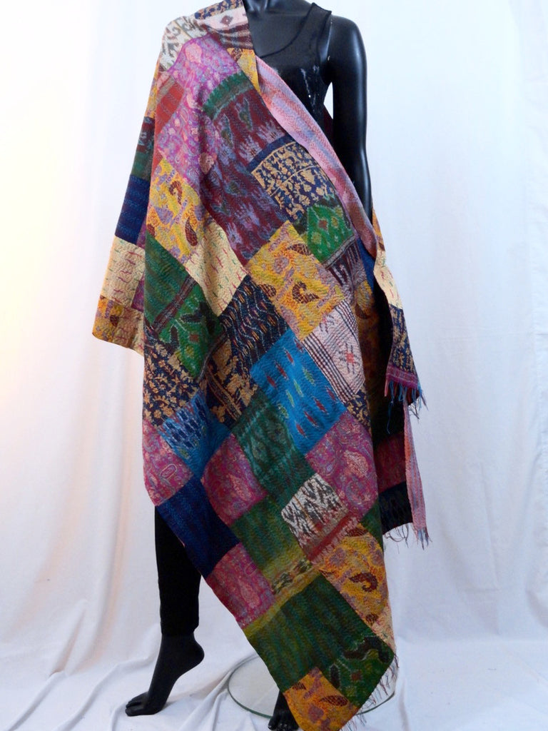 indian silk shawl patchwork pink blue red yellow orange artikrti 11