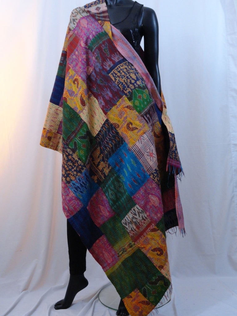silk shawl indian patchwork scarf stole artikrti8