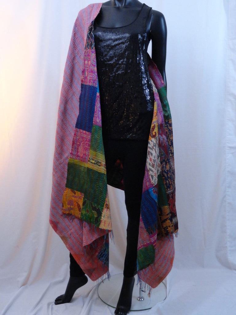 silk shawl indian patchwork scarf stole artikrti2
