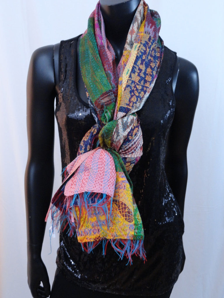 silk shawl indian patchwork scarf stole artikrti4