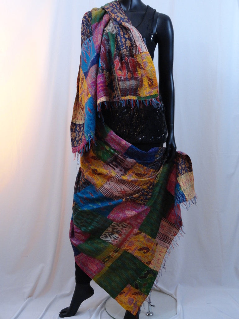 silk shawl indian patchwork scarf stole artikrti5
