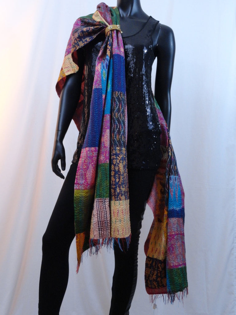 silk shawl indian patchwork scarf stole artikrti6