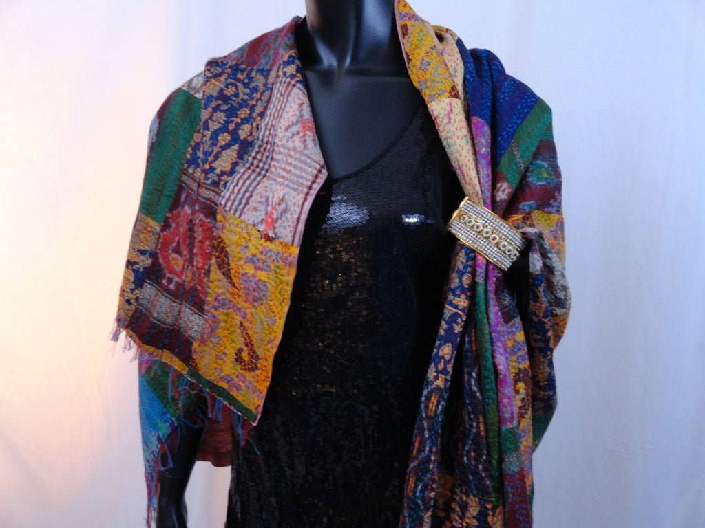 silk shawl indian patchwork scarf stole artikrti9