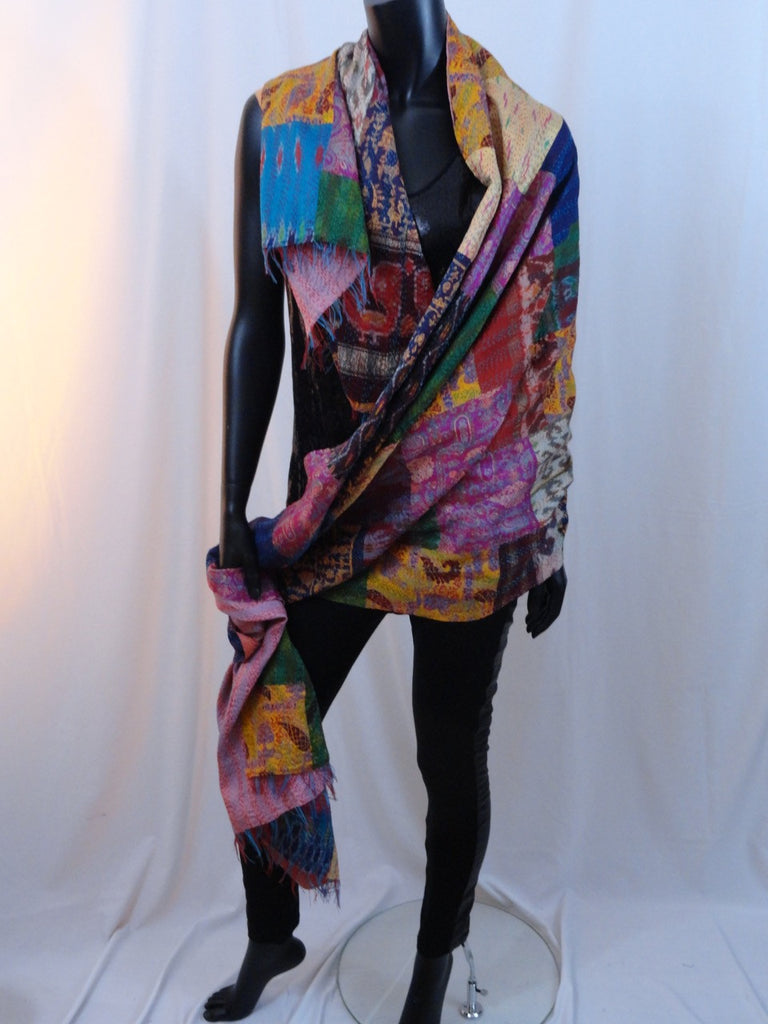 silk shawl indian patchwork scarf stole artikrti7
