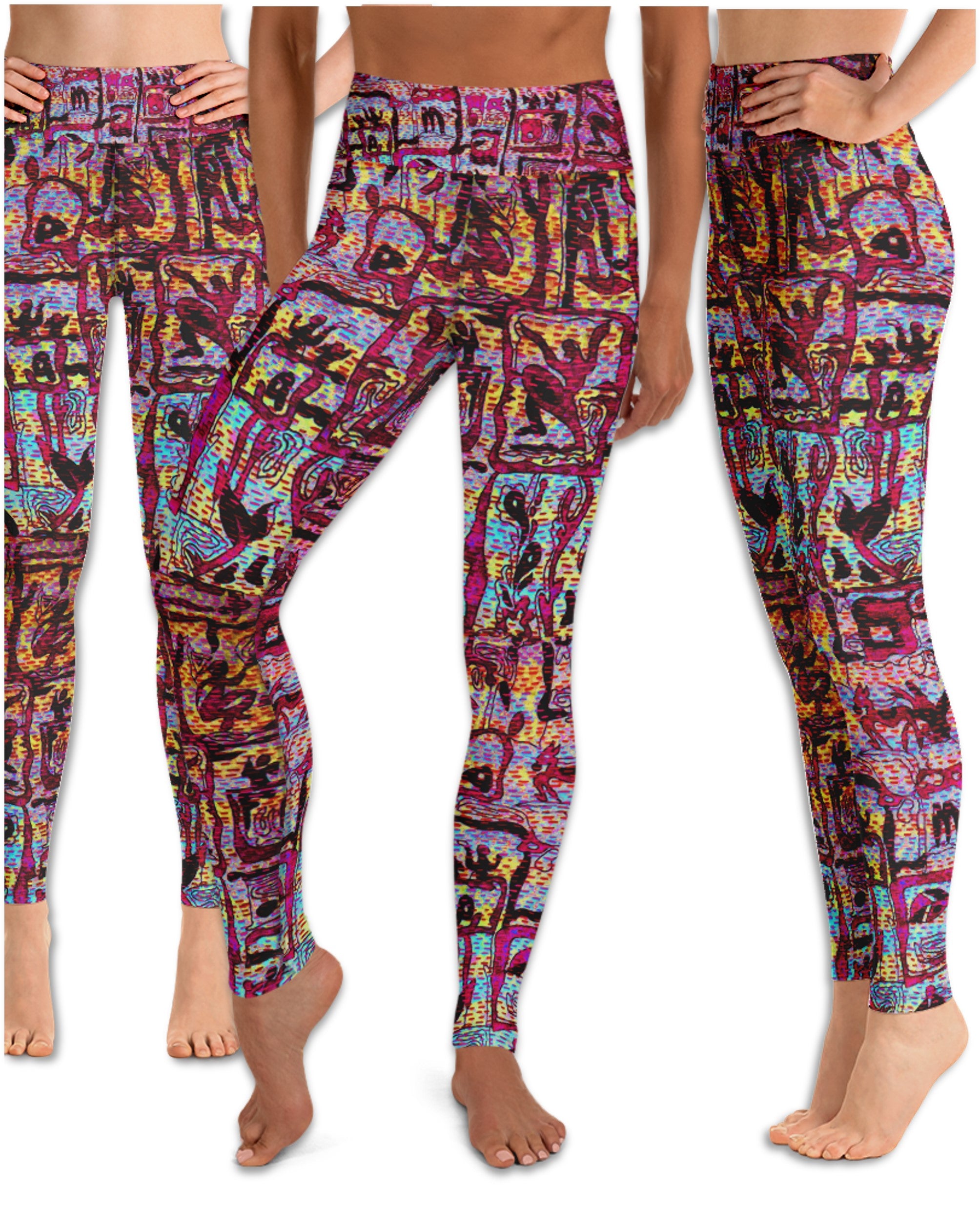 TIKIBOO Colourful Leopard Print leggings gym running yoga size M **NEW **