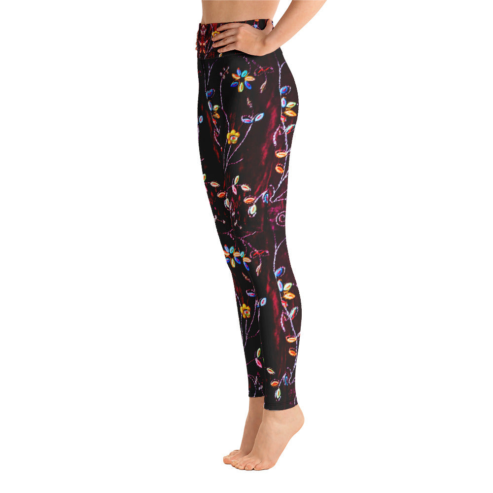 Floral Yoga Pants, Boho Leggings, Festival Clothing, Burning Man Pants,  Print Leggings, Workout Leggings, Home Exercise Pants, Party 